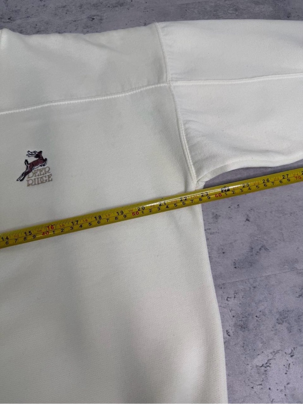 Vintage Deer Ridge Embroidered Crewneck Sweatshirt Cream Fleece Lined | Large - Picture 6 of 7